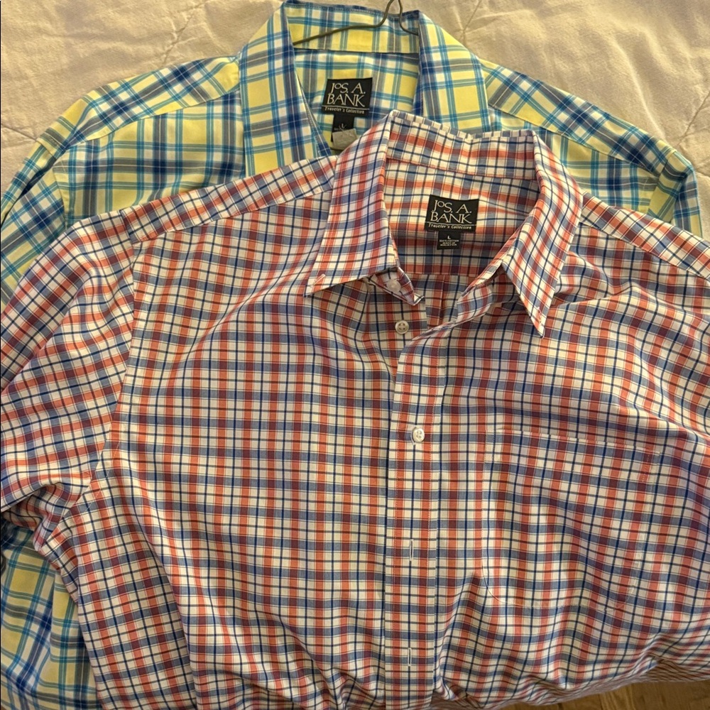 Jos. A. Bank Men's Checkered Shirts - Red and Yellow